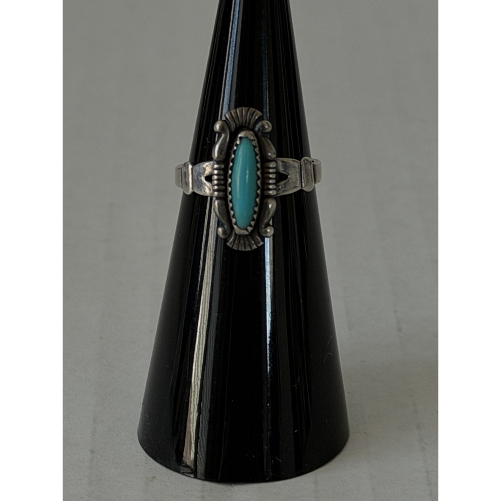 Vintage Bell Trading Post Signed 925 Sterling Turquoise Southwestern Ring Sz 5.5